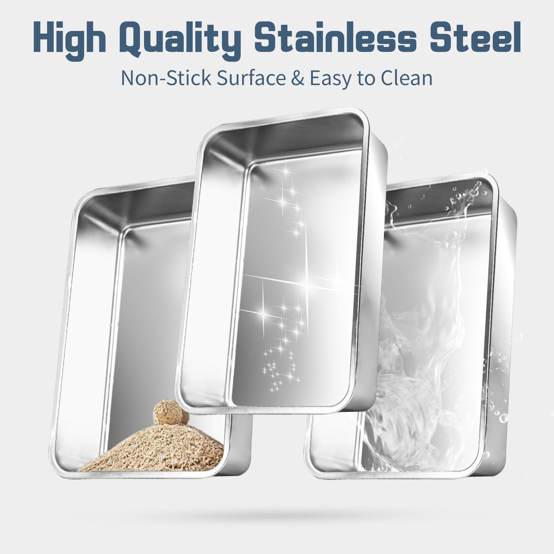 3 Pack Stainless Steel Cat Litter