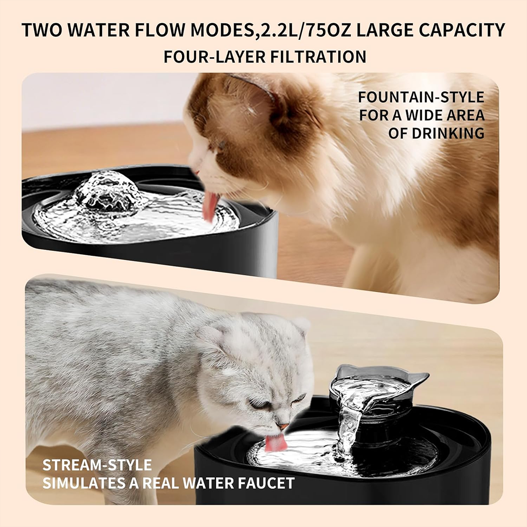 Paw Zara Smart Cat Water Fountain – 2.2L – Plastic, Polypropylene (PP) – WIRED – 4 Filters