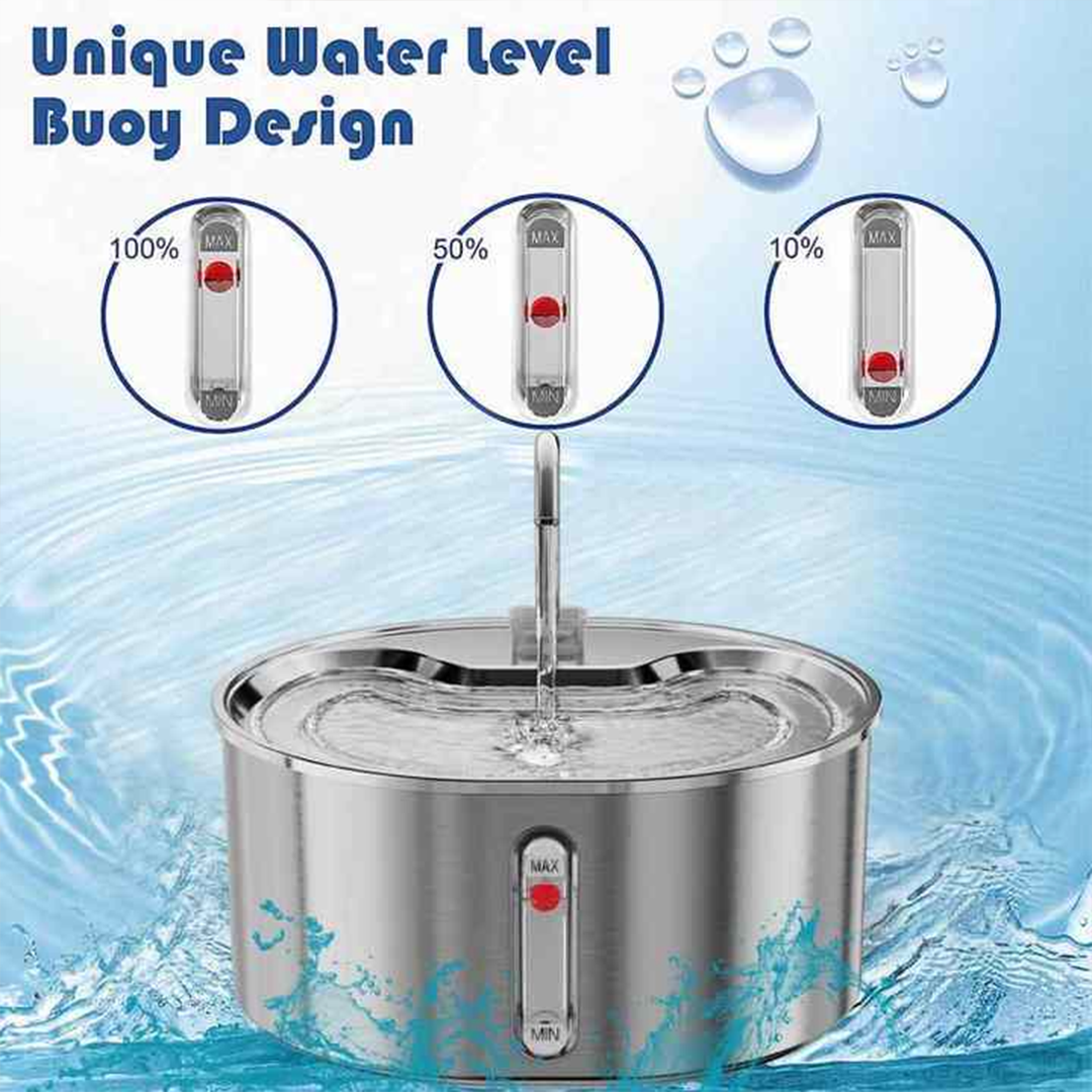 Paw Zara Smart Cat Water Fountain – 3.2L – Stainless Steel – WIRED – 2 Filters