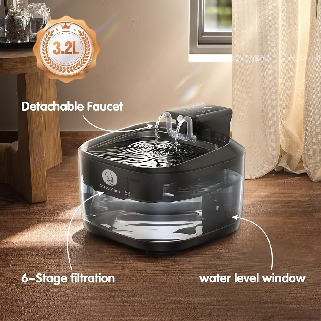 Paw Zara Smart Cat Water Fountain – 3.2L – Acrylonitrile Butadiene Styrene (ABS) – BATTERY